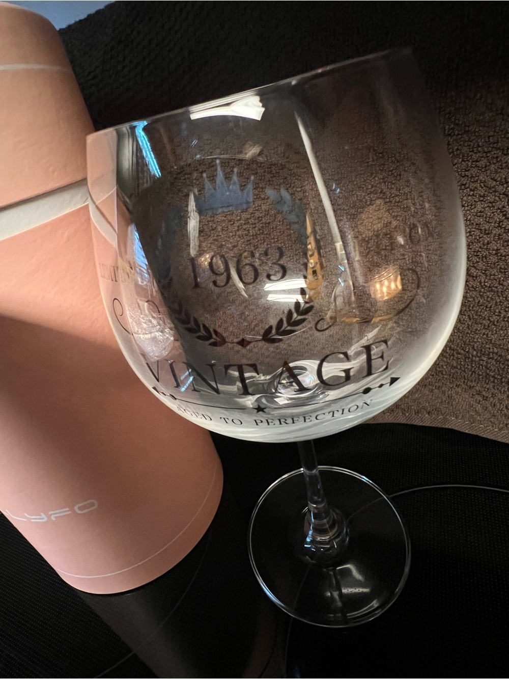 Clear Vintage 1963 Etched Wine Glass - Clear Stemware